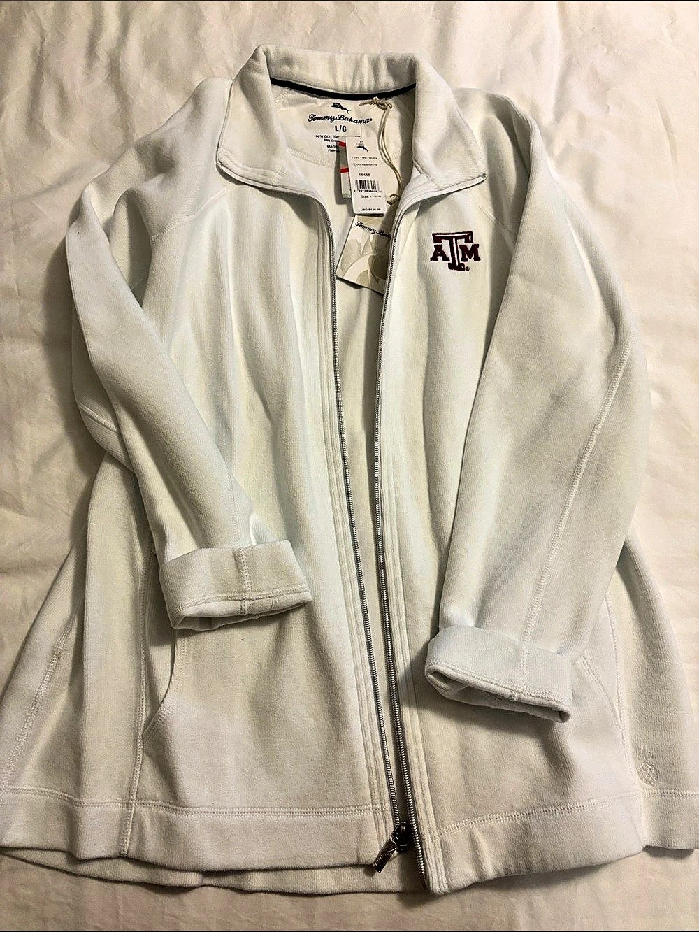 Tommy Bahama Texas A&M White Jacket Cotton Size Large NWT